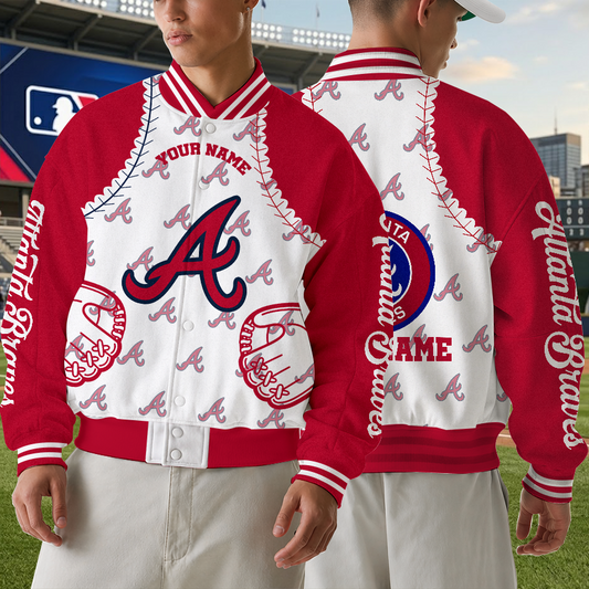 [HOMERUN DEAL] NEW CUSTOMIZED MLB09 ABS ATLANTA BRAVES SATIN VARSITY & BASEBALL JACKET