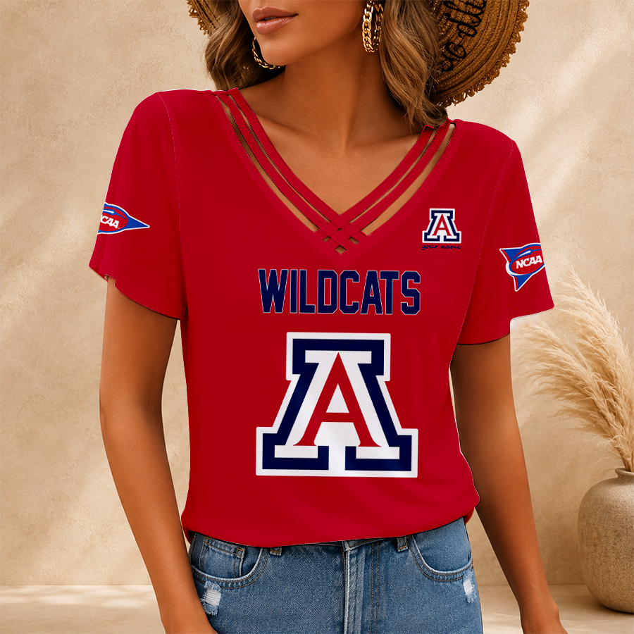 [SLAM DUNK DEAL] NEW CUSTOMIZED NCAA MAM09 ARW ARIZONA WILDCATS V-NECK SHIRT