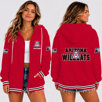 [SLAM DUNK DEAL] NEW CUSTOMIZED NCAA MAM09 ARW ARIZONA WILDCATS STRAPPY ZIP HOODIE
