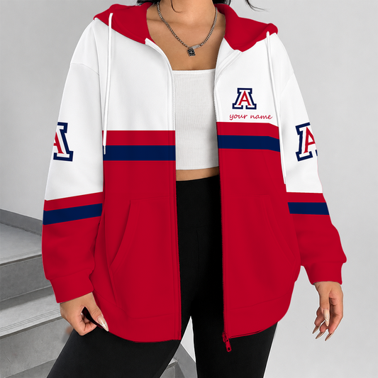 [FAN FAVORITE] NEW CUSTOMIZED NCAA MAM09 ARW ARIZONA WILDCATS STRAPPY ZIP HOODIE