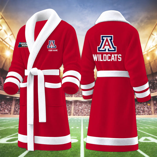[SLAM DUNK DEAL] NEW CUSTOMIZED NCAA MAM09 ARW ARIZONA WILDCATS MULTICOLOR FLEECE BATHROBE