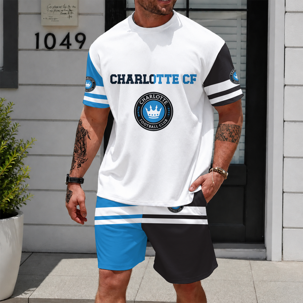 [GOAL DEAL] NEW CUSTOMIZED MLS09 CLF CHARLOTTE FC UNISEX T-SHIRT & SHORTS SET