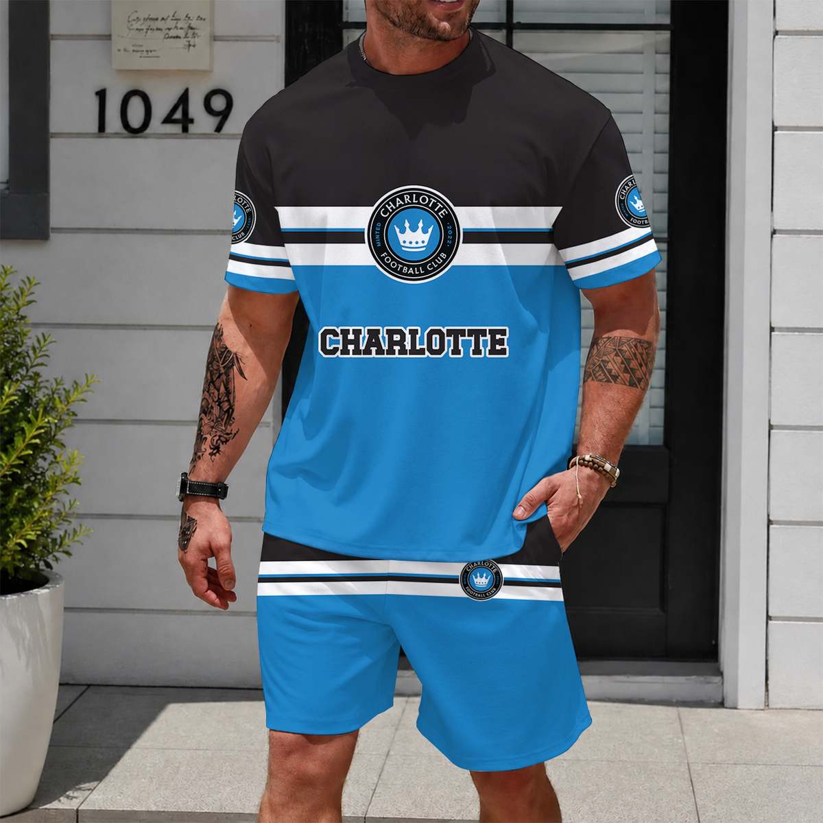 [GOAL DEAL] NEW CUSTOMIZED MLS09 CLF CHARLOTTE FC UNISEX T-SHIRT & SHORTS SET