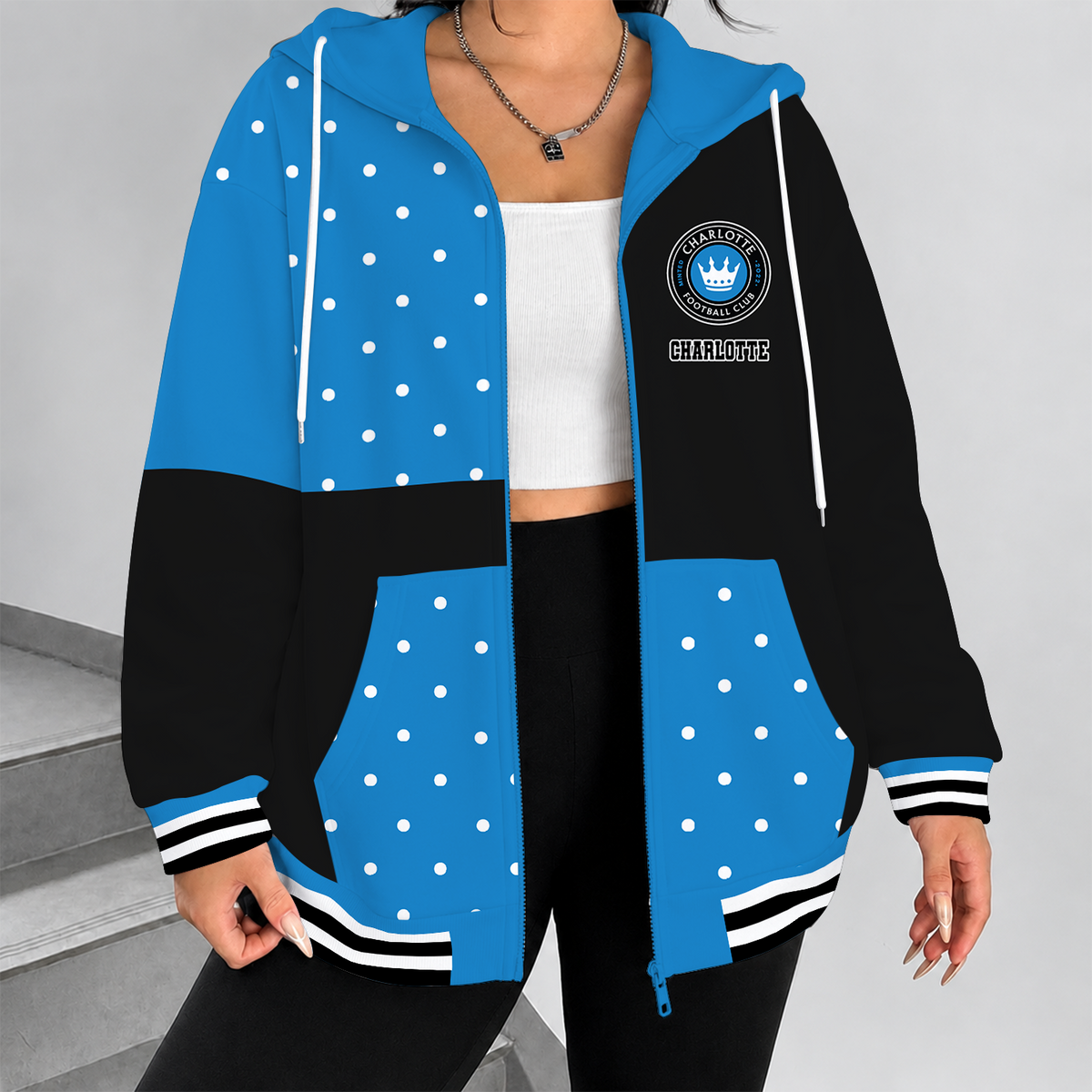 [GOAL DEAL] NEW CUSTOMIZED MLS09 CLF CHARLOTTE FC ZIP HOODIE