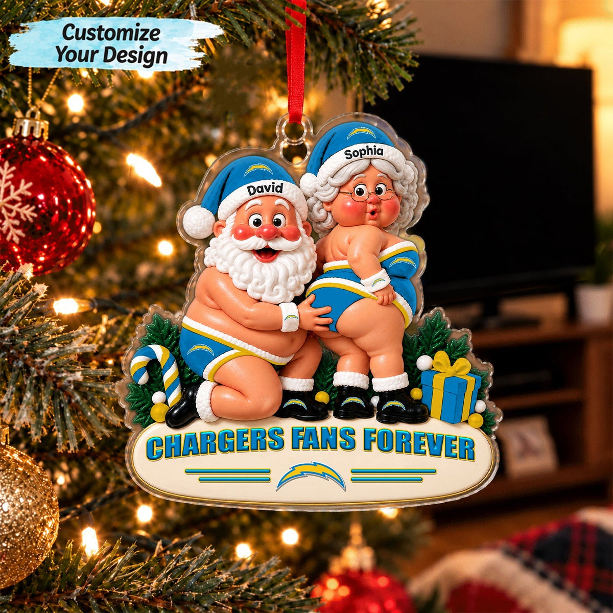 [TOUCHDOWN DEAL] NEW CUSTOMIZED NFL09 LAC LOS ANGELES CHARGERS CHRISTMAS ACRYLIC ORNAMENT