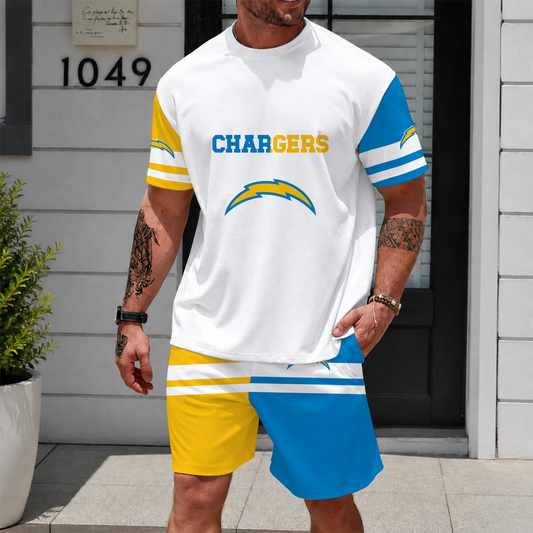 [TOUCHDOWN DEAL] NEWCUSTOMIZED NFL09 LAC LOS ANGELES CHARGERS UNISEX T-SHIRT & SHORTS SET