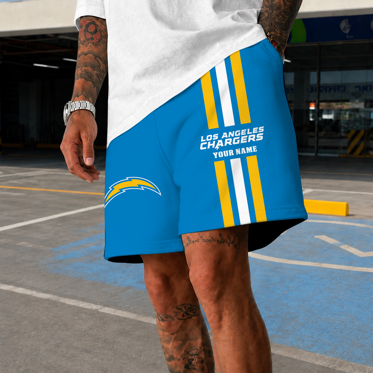 [TOUCHDOWN DEAL] NEW CUSTOMIZED NFL09 LAC LOS ANGELES CHARGERS SHORT PANTS