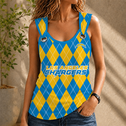 [TOUCHDOWN DEAL] NEW CUSTOMIZED NFL09 LAC LOS ANGELES CHARGERS O-RING SHOULDER TANK TOP