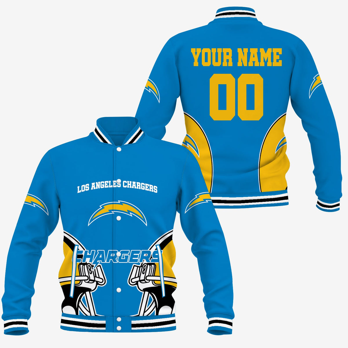 [TOUCHDOWN DEAL] NEW CUSTOMIZED NFL09 LAC LOS ANGELES CHARGERS SATIN VARSITY & BASEBALL JACKET