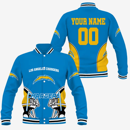 [TOUCHDOWN DEAL] NEW CUSTOMIZED NFL09 LAC LOS ANGELES CHARGERS SATIN VARSITY & BASEBALL JACKET