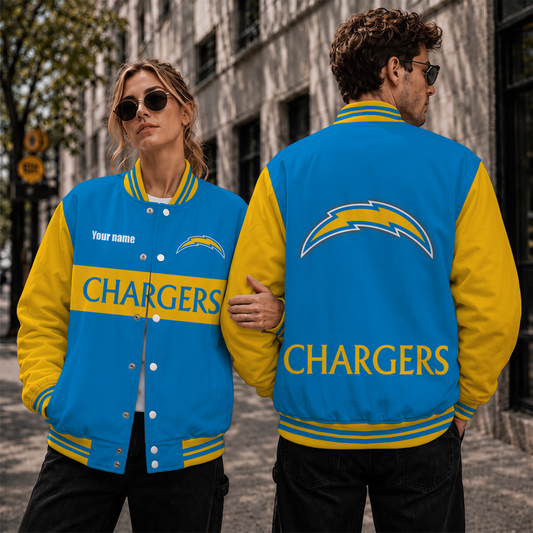 [TOUCHDOWN DEAL] NEW CUSTOMIZED NFL09 LAC LOS ANGELES CHARGERS SATIN VARSITY & BASEBALL JACKET