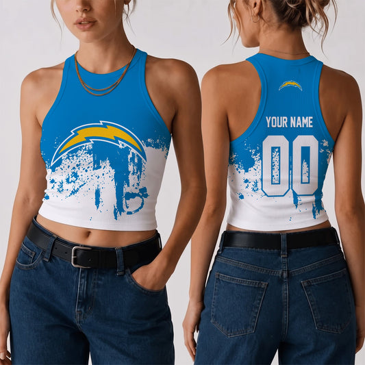 [TOUCHDOWN DEAL] NEW CUSTOMIZED NFL09 LAC THE CHARGERS WOMEN'S CROP TOP