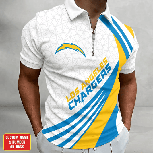 [TOUCHDOWN DEAL] NEW CUSTOMIZED NFL09 LAC LOS ANGELES CHARGERS ZIP POLO SHIRT