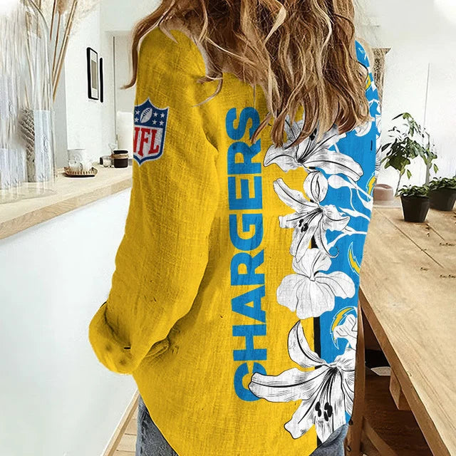 [TOUCHDOWN DEAL] NEW CUSTOMIZED NFL09 LAC LOS ANGELES CHARGERS WOMEN CASUAL SHIRT FOR FAN