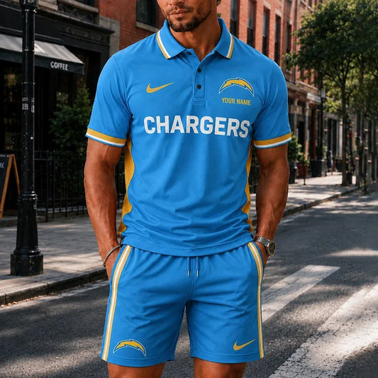 [TOUCHDOWN DEAL] NEW CUSTOMIZED NFL09 LAC LOS ANGELES CHARGERS POLO SHIRT & SHORT PANTS