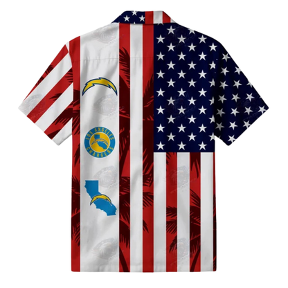 [TOUCHDOWN DEAL] NEW CUSTOMIZED NFL09 LAC LOS ANGELES CHARGERS PATRIOTIC 250 USA HAWAIIAN SHIRT