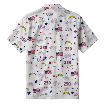 [TOUCHDOWN DEAL] NEW CUSTOMIZED NFL09 LAC LOS ANGELES CHARGERS PATRIOTIC 250 USA HAWAIIAN SHIRT