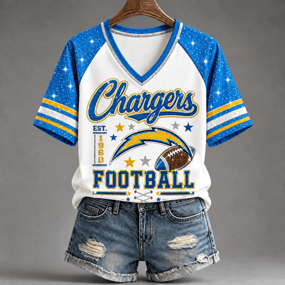 [TOUCHDOWN DEAL] NEW CUSTOMIZED NFL09 LAC THE CHARGERS BUC-EE'S V-NECK FEMALE SHIRT