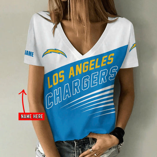 [TOUCHDOWN DEAL] NEW CUSTOMIZED NFL09 LAC LOS ANGELES CHARGERS V-NECK FEMALE SHIRT