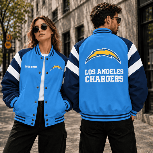 [TOUCHDOWN DEAL] NEW CUSTOMIZED NFL09 LAC LOS ANGELES CHARGERS SATIN VARSITY & BASEBALL JACKET