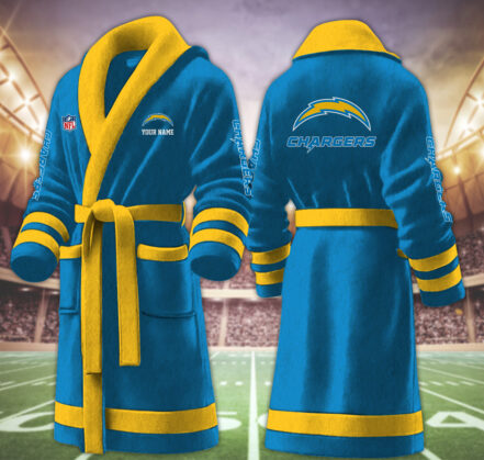 [TOUCHDOWN DEAL] NEW CUSTOMIZED NFL09 LAC LOS ANGELES CHARGERS MULTICOLOR FLEECE BATHROBE