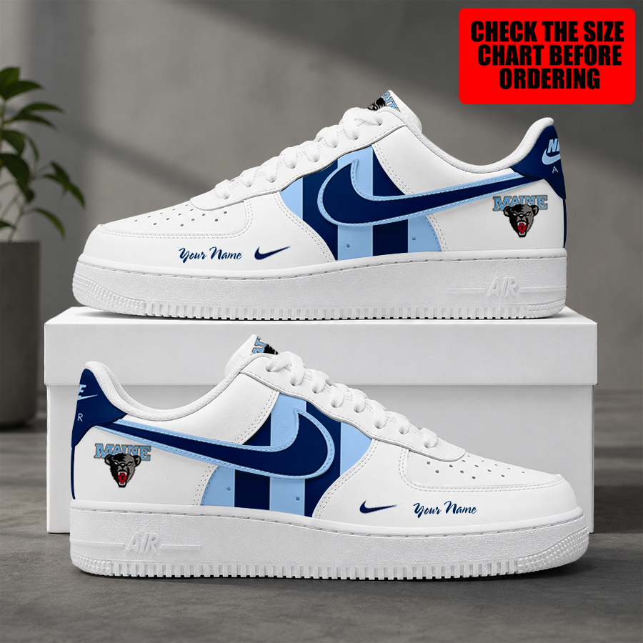 [PUCK DROP DEAL] NEW CUSTOMIZED NCAA MFF09 MBB MAINE BLACK BEARS AF1 SHOES