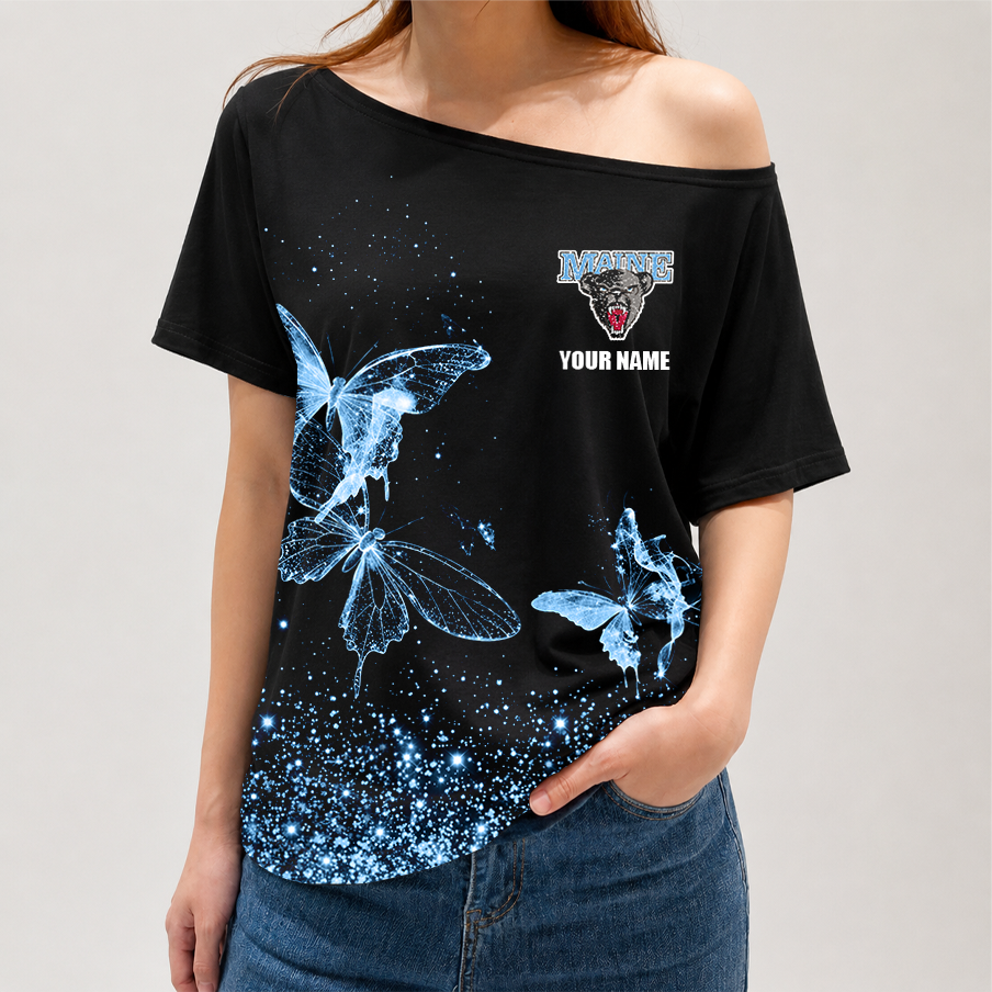 [PUCK DROP DEAL] NEW CUSTOMIZED NCAA MFF09 MBB MAINE BLACK BEARS OFF-SHOULDER SHIRT