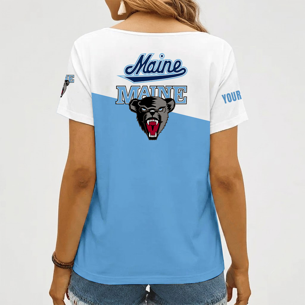 [PUCK DROP DEAL] NEW CUSTOMIZED NCAA MFF09 MBB MAINE BLACK BEARS V-NECK FEMALE SHIRT