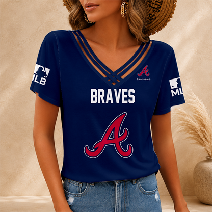 [HOMERUN DEAL] NEW CUSTOMIZED MLB09 ABS ATLANTA BRAVES V-NECK SHIRT