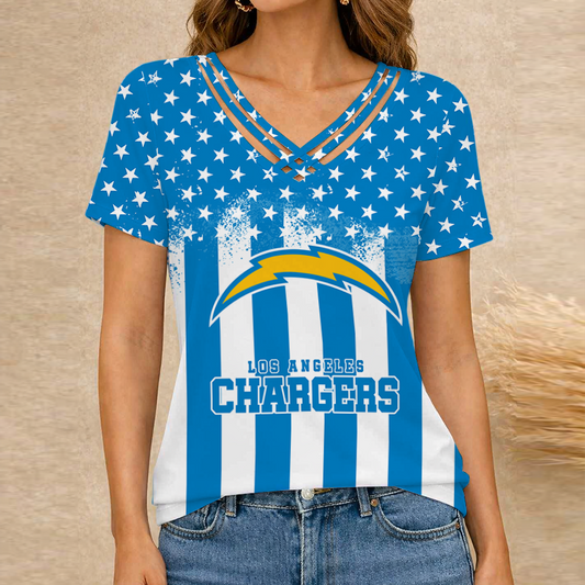 [TOUCHDOWN DEAL] NEW CUSTOMIZED NFL09 LAC LOS ANGELES CHARGERS V-NECK SHIRT