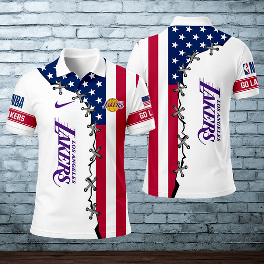 [HOT DEAL] NEW CUSTOMIZED NBA09 LLA LOS ANGELES LAKERS POLO SHIRT