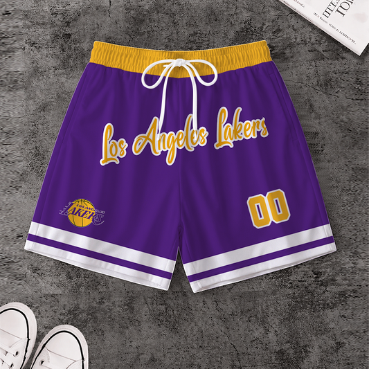 [HOT DEAL] NEW CUSTOMIZED NBA09 LLA LOS ANGELES LAKERS SHORT PANTS