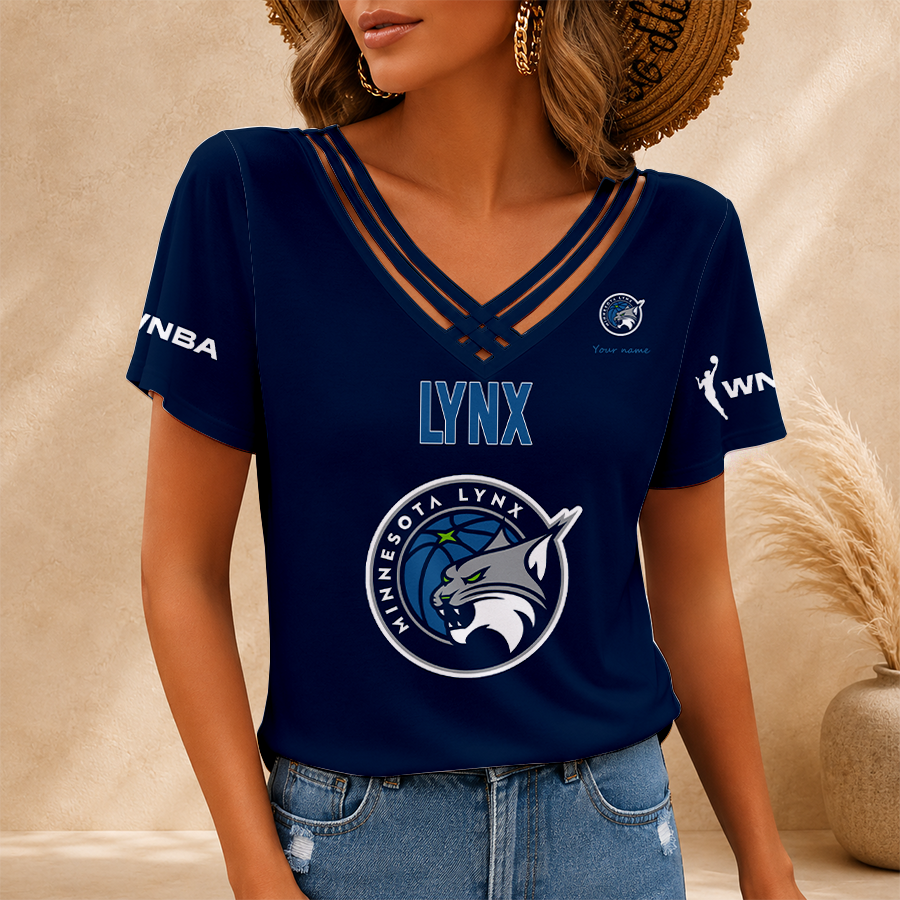 [HOOPS SPECIAL] NEW CUSTOMIZED WNBA09 MNL MINNESOTA LYNX V-NECK SHIRT
