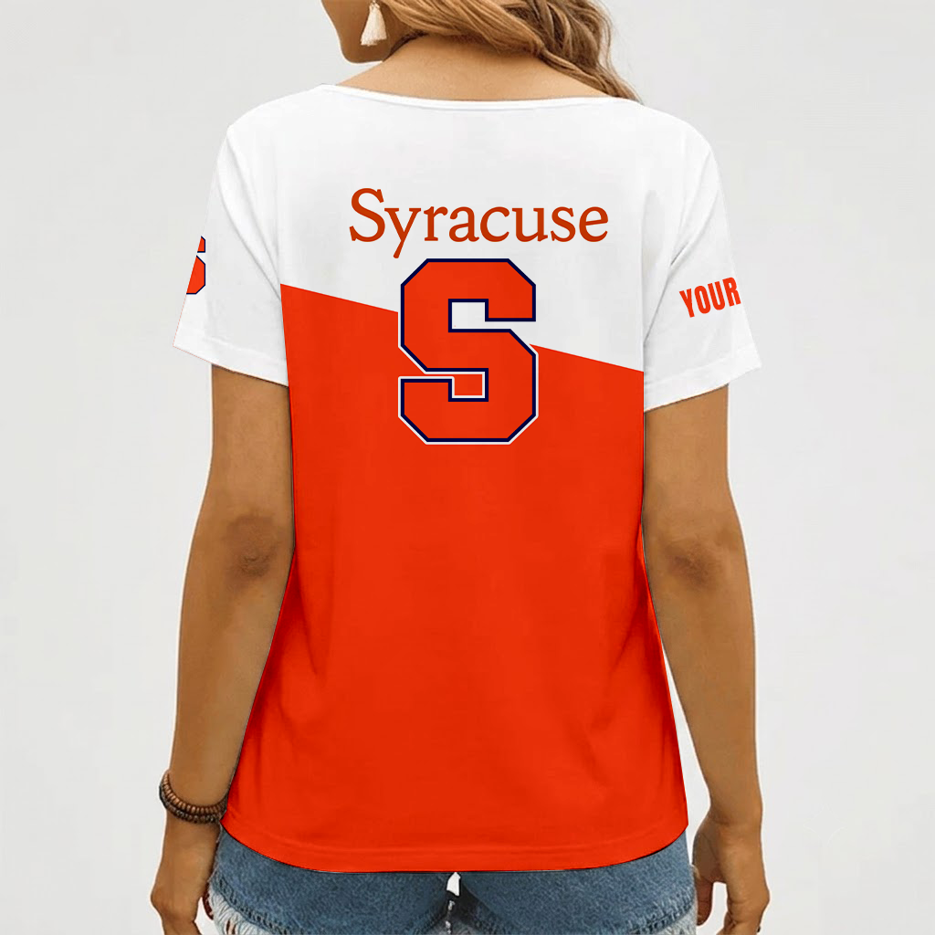 [HOOPS SPECIAL] NEW CUSTOMIZED NCAA CFH09 SYO SYRACUSE ORANGE V-NECK FEMALE SHIRT