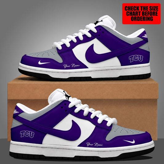 [TOUCHDOWN DEAL]NEW CUSTOMIZED NCAA FBS09 THF TCU HORNED FROGS DUNK LOW SHOES