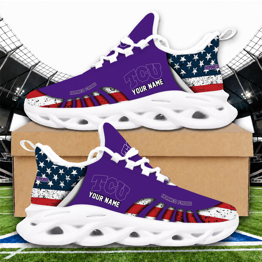[TOUCHDOWN DEAL]NEW CUSTOMIZED NCAA FBS09 THF TCU HORNED FROGS CLUNKY SNEAKERS