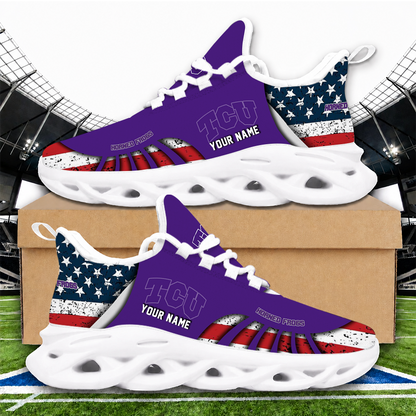 [TOUCHDOWN DEAL]NEW CUSTOMIZED NCAA FBS09 THF TCU HORNED FROGS CLUNKY SNEAKERS
