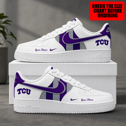 [TOUCHDOWN DEAL] NEW CUSTOMIZED NCAA FBS09 THF TCU HORNED FROGS AF1 SHOES