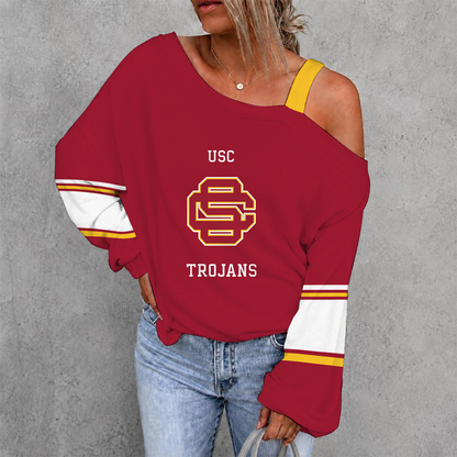 [HOMERUN DEAL] NEW CUSTOMIZED NCAA CWS09 USC USC TROJANS WOMEN'S OFF-SHOULDER LONG SLEEVE SHIRT