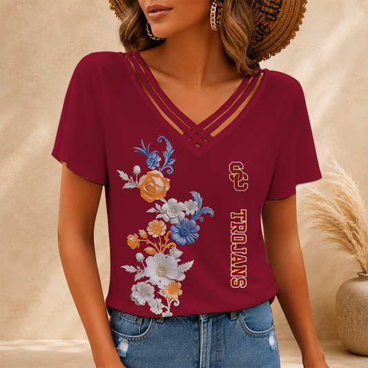 [HOMERUN DEAL] NEW CUSTOMIZED NCAA CWS09 USC USC TROJANS V-NECK SHIRT