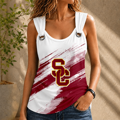 [HOMERUN DEAL] NEW CUSTOMIZED NCAA CWS09 USC USC TROJANS O-RING SHOULDER TANK TOP