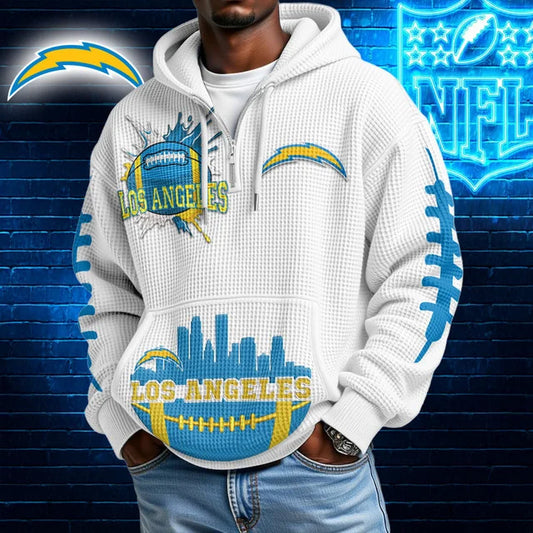 [TOUCHDOWN DEAL] NEW CUSTOMIZED NFL09 LAC LOS ANGELES CHARGERS WAFFLE FULL ZIP HOODIE