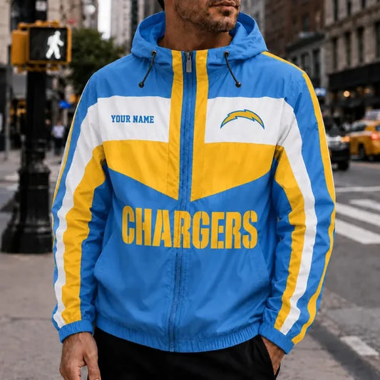 [TOUCHDOWN DEAL] NEW CUSTOMIZED NFL09 LAC LOS ANGELES CHARGERS WINDBREAKER JACKET