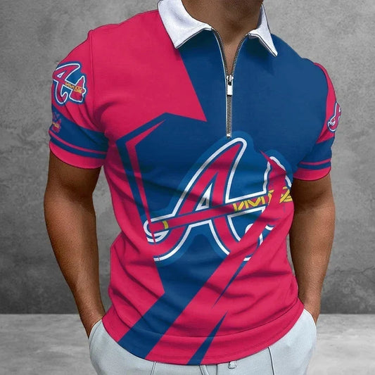 [HOMERUN DEAL] NEW CUSTOMIZED MLB09 ABS ATLANTA BRAVES ZIP POLO SHIRT