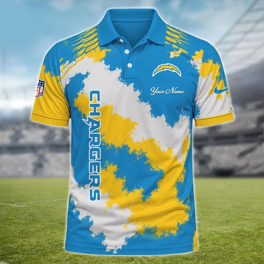 [TOUCHDOWN DEAL] NEW CUSTOMIZED NFL09 LAC LOS ANGELES CHARGERS MULTICOLOR POLO SHIRT