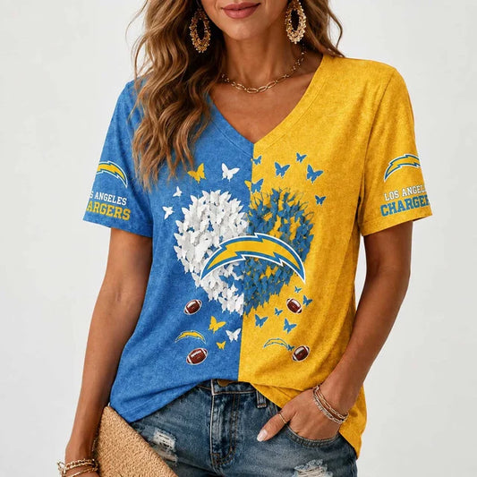 [TOUCHDOWN DEAL] NEW CUSTOMIZED NFL09 LAC LOS ANGELES CHARGERS V-NECK FEMALE SHIRT