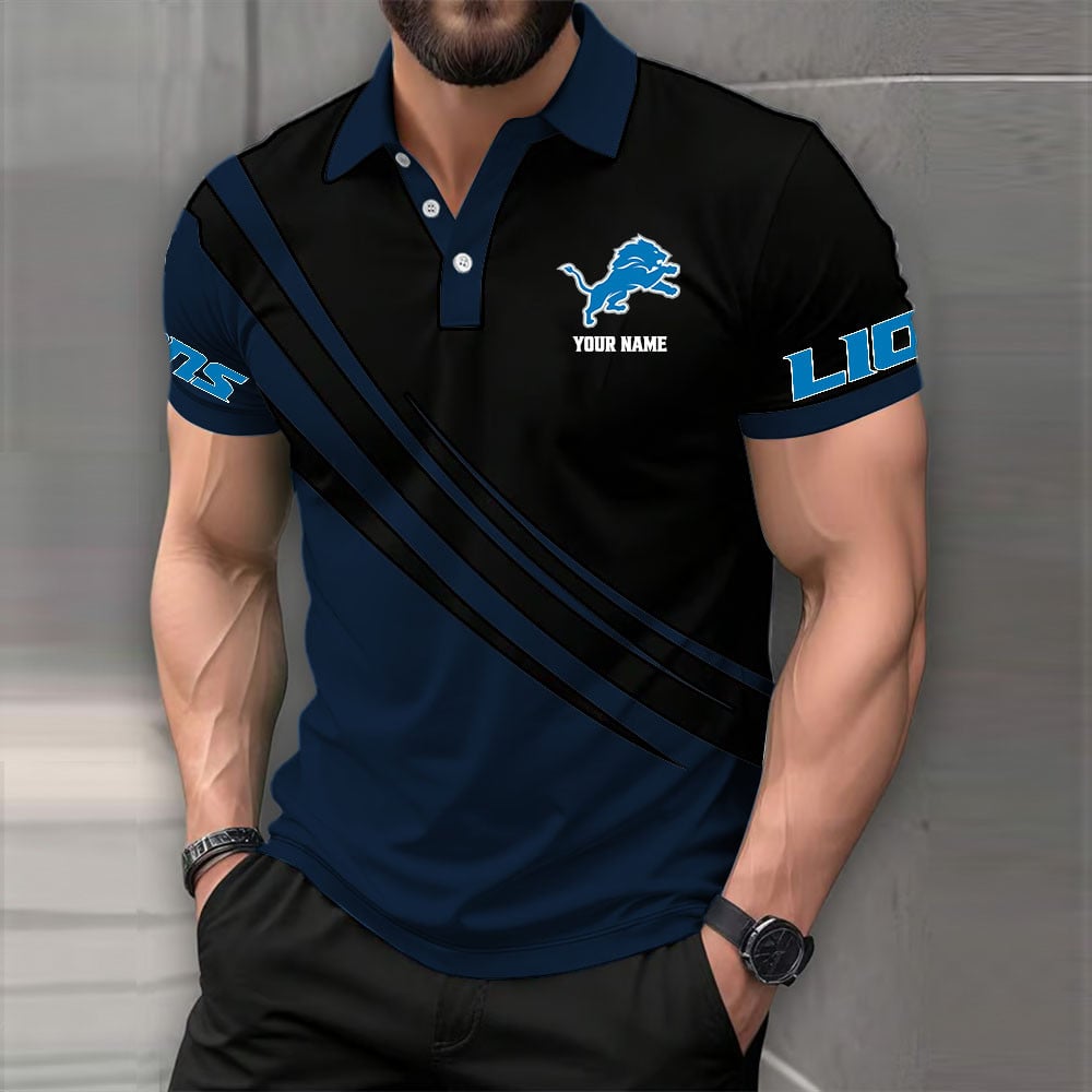 [SPECIAL OFFER] NEW CUSTOMIZED NFL04 DTL DETROIT LIONS POLO SHIRT