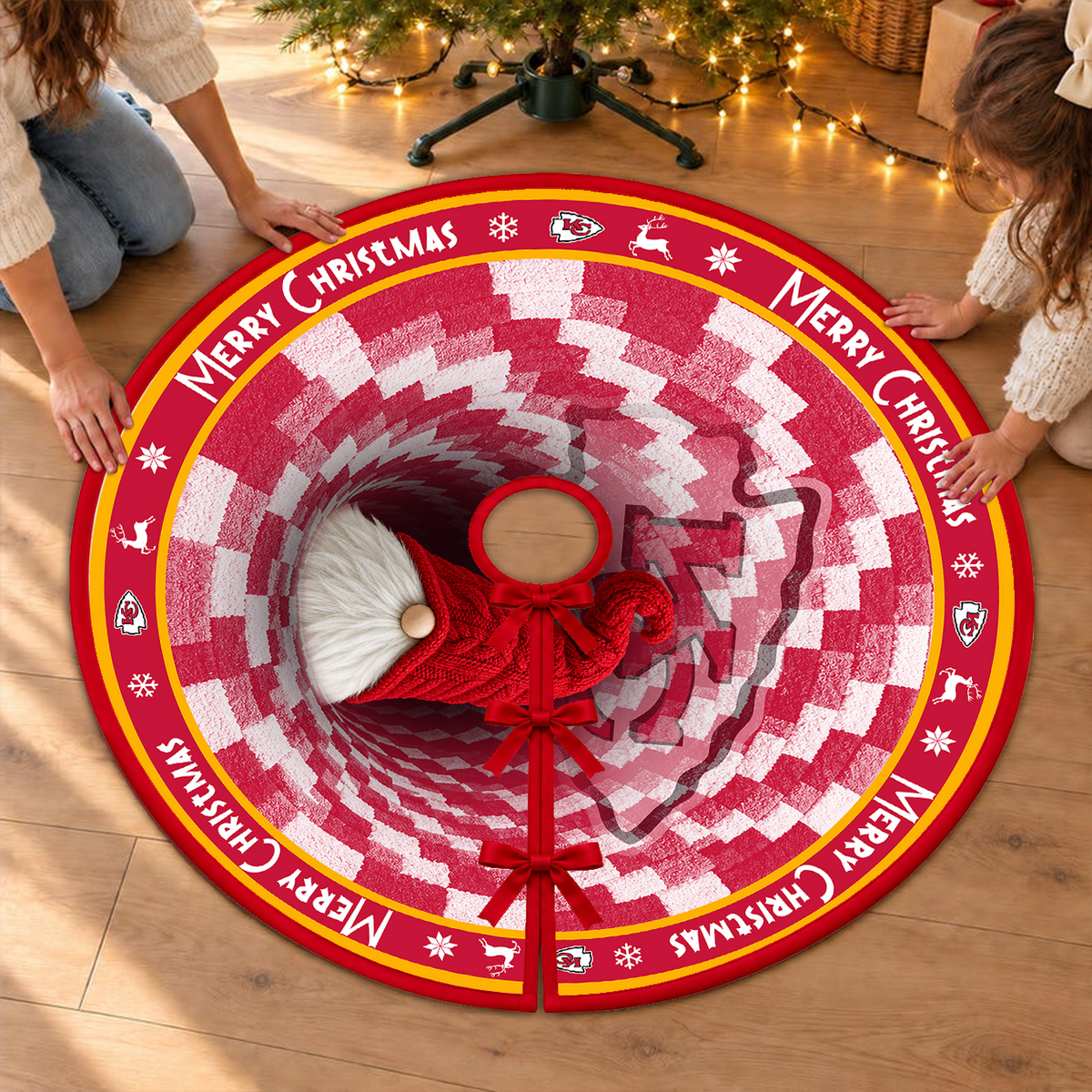 [TOUCHDOWN DEAL] NEW CUSTOMIZED NFL01 KCC THE CHIEFS CHRISTMAS TREE SKIRT