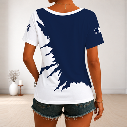 [HOMERUN DEAL] NEW CUSTOMIZED MLB01 NYY NEW YORK YANKEES V-NECK FEMALE SHIRT