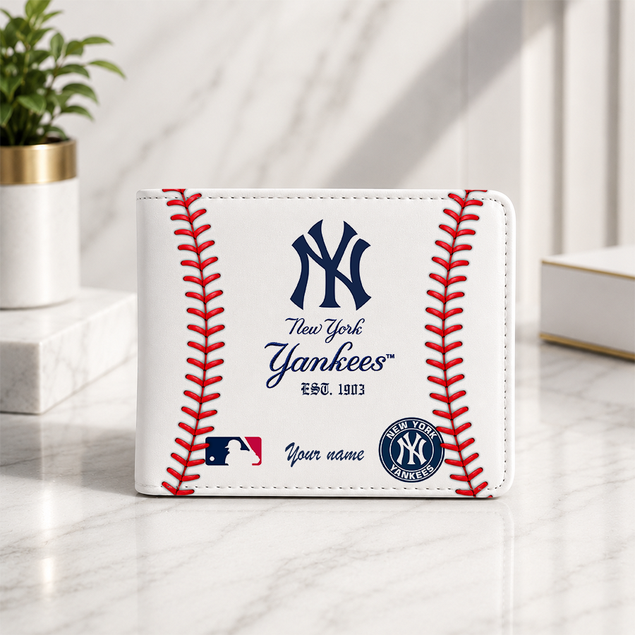 [HOMERUN DEAL] NEW CUSTOMIZED MLB01 NYY NEW YORK YANKEES LEATHER WALLET